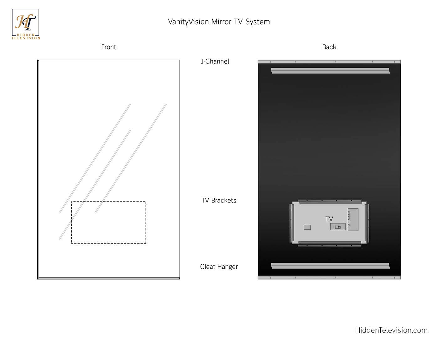 VanityVision Mirror TV Technical Drawing