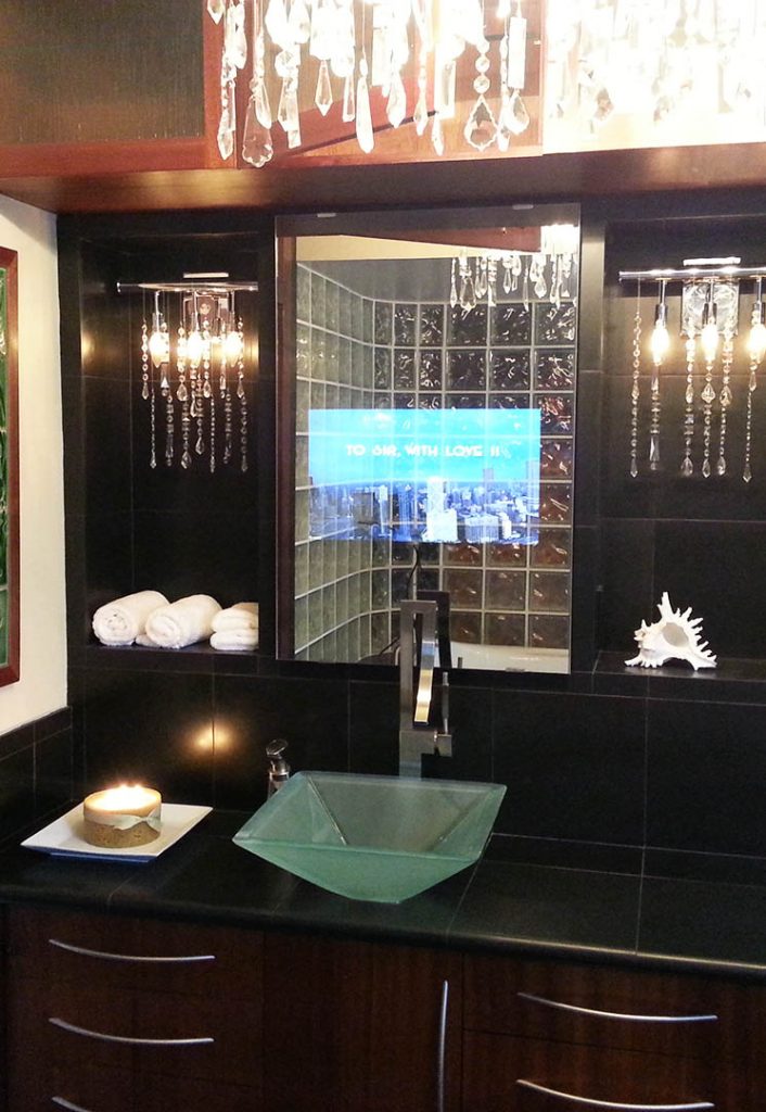Vanity TV Mirror in Luxury Bathroom