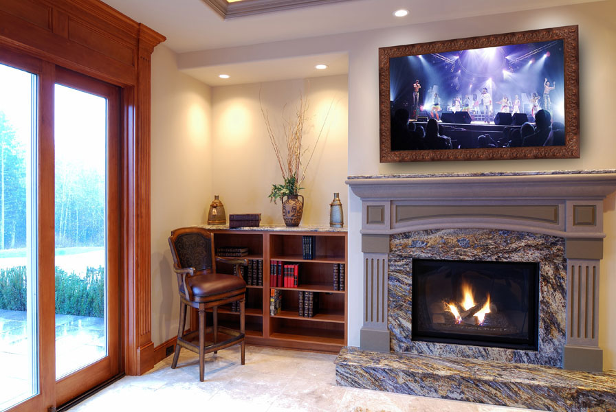 Mirror TV Above Fireplace