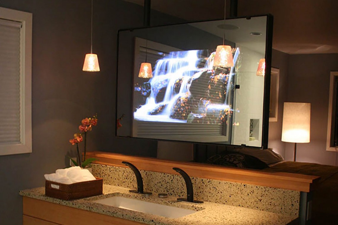 Television Framed Frameless Lectric Mirror Tv Vanity Mirror Tv In Bath Crashers Hi Tech Seattle